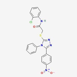 molecular formula C22H16ClN5O3S B3445362 N-(2-chlorophenyl)-2-{[5-(4-nitrophenyl)-4-phenyl-4H-1,2,4-triazol-3-yl]sulfanyl}acetamide 