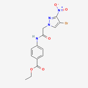 molecular formula C14H13BrN4O5 B3445381 Ethyl 4-[[2-(4-bromo-3-nitropyrazol-1-yl)acetyl]amino]benzoate 