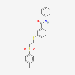 molecular formula C22H21NO3S2 B3445480 3-[2-(4-methylphenyl)sulfonylethylsulfanyl]-N-phenylbenzamide 
