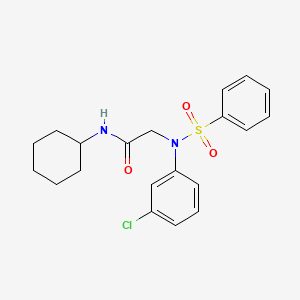 molecular formula C20H23ClN2O3S B3445559 N~2~-(3-chlorophenyl)-N-cyclohexyl-N~2~-(phenylsulfonyl)glycinamide 