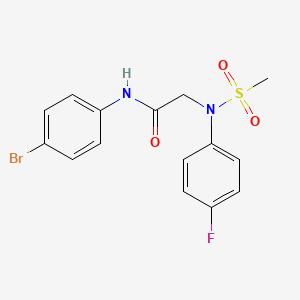 molecular formula C15H14BrFN2O3S B3445582 N-(4-bromophenyl)-2-(4-fluoro-N-methylsulfonylanilino)acetamide 