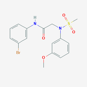 molecular formula C16H17BrN2O4S B3445607 N-(3-bromophenyl)-2-(3-methoxy-N-methylsulfonylanilino)acetamide 