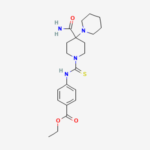 molecular formula C21H30N4O3S B3445676 Ethyl 4-{[(4-carbamoyl-4-piperidylpiperidyl)thioxomethyl]amino}benzoate 
