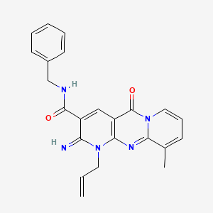 molecular formula C23H21N5O2 B3445756 N-benzyl-6-imino-11-methyl-2-oxo-7-prop-2-enyl-1,7,9-triazatricyclo[8.4.0.03,8]tetradeca-3(8),4,9,11,13-pentaene-5-carboxamide CAS No. 510761-28-1