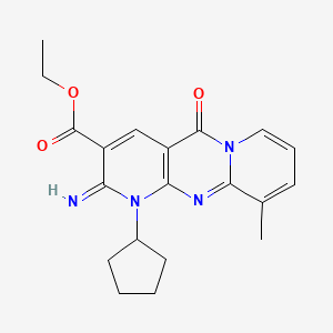 molecular formula C20H22N4O3 B3445785 ethyl 7-cyclopentyl-6-imino-11-methyl-2-oxo-1,7,9-triazatricyclo[8.4.0.03,8]tetradeca-3(8),4,9,11,13-pentaene-5-carboxylate 