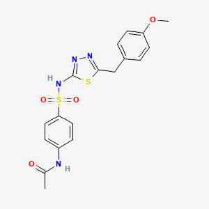 molecular formula C18H18N4O4S2 B3445983 N-[4-({5-[(4-METHOXYPHENYL)METHYL]-1,3,4-THIADIAZOL-2-YL}SULFAMOYL)PHENYL]ACETAMIDE 