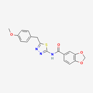 molecular formula C18H15N3O4S B3446062 N-{5-[(4-METHOXYPHENYL)METHYL]-1,3,4-THIADIAZOL-2-YL}-2H-1,3-BENZODIOXOLE-5-CARBOXAMIDE 