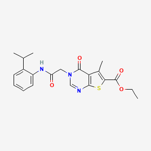 molecular formula C21H23N3O4S B3446281 Ethyl 5-methyl-4-oxo-3-[2-oxo-2-(2-propan-2-ylanilino)ethyl]thieno[2,3-d]pyrimidine-6-carboxylate 