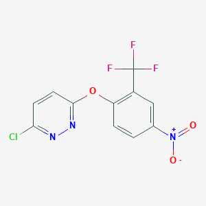 molecular formula C11H5ClF3N3O3 B034464 Pyridazine, 3-chloro-6-[4-nitro-2-(trifluoromethyl)phenoxy]- CAS No. 103317-55-1