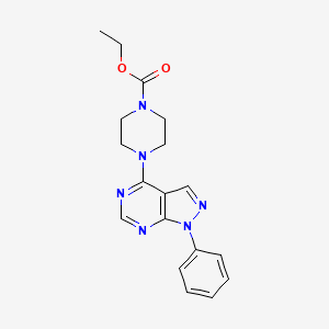 molecular formula C18H20N6O2 B3446408 ETHYL 4-{1-PHENYLPYRAZOLO[3,4-D]PYRIMIDIN-4-YL}PIPERAZINE-1-CARBOXYLATE 