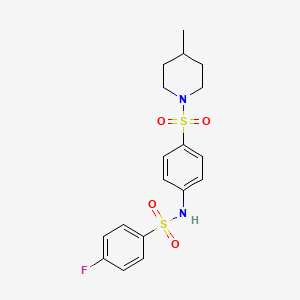 molecular formula C18H21FN2O4S2 B3446595 4-FLUORO-N-{4-[(4-METHYLPIPERIDIN-1-YL)SULFONYL]PHENYL}BENZENE-1-SULFONAMIDE 