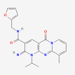 molecular formula C21H21N5O3 B3447055 N-(furan-2-ylmethyl)-6-imino-11-methyl-2-oxo-7-propan-2-yl-1,7,9-triazatricyclo[8.4.0.03,8]tetradeca-3(8),4,9,11,13-pentaene-5-carboxamide 
