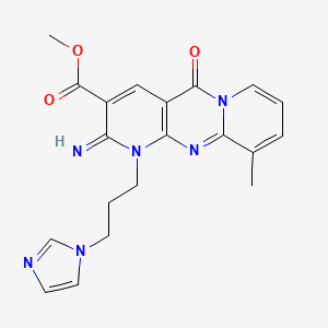 molecular formula C20H20N6O3 B3447058 methyl 7-[3-(1H-imidazol-1-yl)propyl]-6-imino-11-methyl-2-oxo-1,7,9-triazatricyclo[8.4.0.0^{3,8}]tetradeca-3(8),4,9,11,13-pentaene-5-carboxylate 