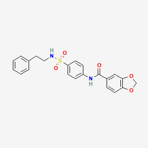 molecular formula C22H20N2O5S B3447151 N-{4-[(2-PHENYLETHYL)SULFAMOYL]PHENYL}-2H-1,3-BENZODIOXOLE-5-CARBOXAMIDE 