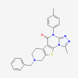 molecular formula C25H23N5OS B3447194 13-benzyl-3-methyl-7-(4-methylphenyl)-16-thia-2,4,5,7,13-pentazatetracyclo[7.7.0.02,6.010,15]hexadeca-1(9),3,5,10(15)-tetraen-8-one 