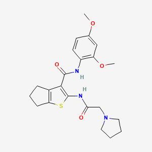 molecular formula C22H27N3O4S B3447196 N-(2,4-dimethoxyphenyl)-2-[(2-pyrrolidin-1-ylacetyl)amino]-5,6-dihydro-4H-cyclopenta[b]thiophene-3-carboxamide 