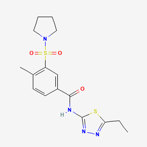molecular formula C16H20N4O3S2 B3447337 N-(5-ethyl-1,3,4-thiadiazol-2-yl)-4-methyl-3-pyrrolidin-1-ylsulfonylbenzamide 