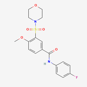 molecular formula C18H19FN2O5S B3447340 N-(4-fluorophenyl)-4-methoxy-3-(morpholin-4-ylsulfonyl)benzamide 