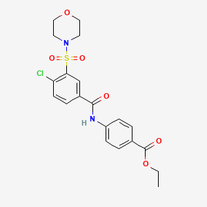 molecular formula C20H21ClN2O6S B3447529 ETHYL 4-[4-CHLORO-3-(MORPHOLINE-4-SULFONYL)BENZAMIDO]BENZOATE 