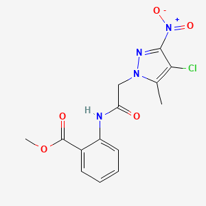 molecular formula C14H13ClN4O5 B3447604 METHYL 2-[2-(4-CHLORO-5-METHYL-3-NITRO-1H-PYRAZOL-1-YL)ACETAMIDO]BENZOATE 
