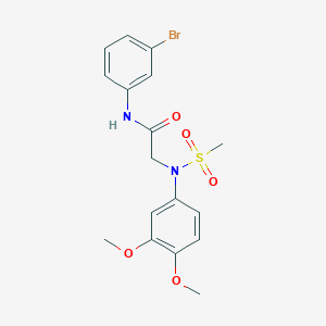 molecular formula C17H19BrN2O5S B3447665 N-(3-bromophenyl)-2-(3,4-dimethoxy-N-methylsulfonylanilino)acetamide 