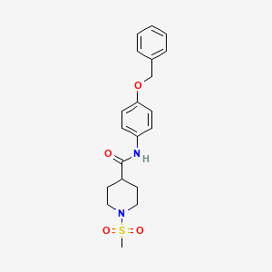 molecular formula C20H24N2O4S B3447728 N-[4-(benzyloxy)phenyl]-1-(methylsulfonyl)piperidine-4-carboxamide 