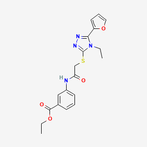 molecular formula C19H20N4O4S B3447830 ethyl 3-[({[4-ethyl-5-(furan-2-yl)-4H-1,2,4-triazol-3-yl]sulfanyl}acetyl)amino]benzoate 