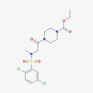 molecular formula C16H21Cl2N3O5S B3447889 Ethyl 4-[2-[(2,5-dichlorophenyl)sulfonyl-methylamino]acetyl]piperazine-1-carboxylate 