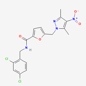 molecular formula C18H16Cl2N4O4 B3448164 N~2~-(2,4-DICHLOROBENZYL)-5-[(3,5-DIMETHYL-4-NITRO-1H-PYRAZOL-1-YL)METHYL]-2-FURAMIDE 