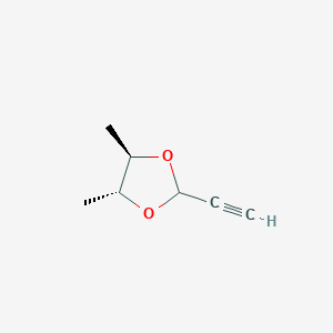 molecular formula C7H10O2 B034485 (4R,5R)-2-ethynyl-4,5-dimethyl-1,3-dioxolane CAS No. 102276-19-7