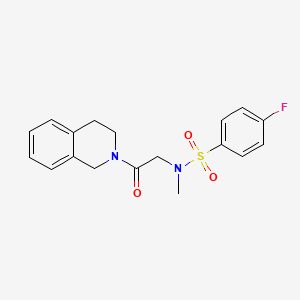 molecular formula C18H19FN2O3S B3448524 N-[2-(3,4-dihydroisoquinolin-2(1H)-yl)-2-oxoethyl]-4-fluoro-N-methylbenzenesulfonamide 