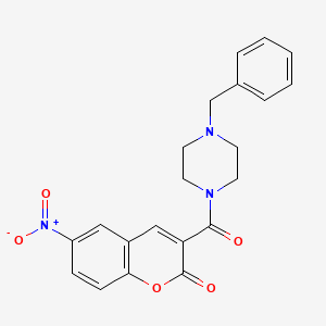 molecular formula C21H19N3O5 B3448556 3-(4-benzylpiperazine-1-carbonyl)-6-nitro-2H-chromen-2-one 