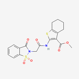 molecular formula C19H18N2O6S2 B3448624 METHYL 2-{[2-(1,1,3-TRIOXO-1,3-DIHYDRO-2H-1,2-BENZISOTHIAZOL-2-YL)ACETYL]AMINO}-4,5,6,7-TETRAHYDRO-1-BENZOTHIOPHENE-3-CARBOXYLATE 