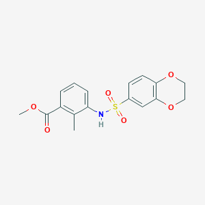 molecular formula C17H17NO6S B3448630 methyl 3-[(2,3-dihydro-1,4-benzodioxin-6-ylsulfonyl)amino]-2-methylbenzoate 