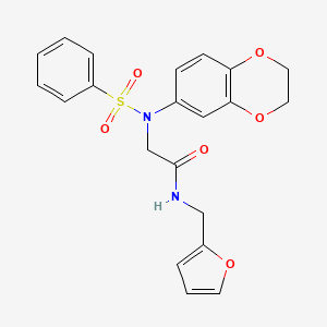 molecular formula C21H20N2O6S B3448766 N~2~-(2,3-dihydro-1,4-benzodioxin-6-yl)-N~1~-(2-furylmethyl)-N~2~-(phenylsulfonyl)glycinamide 