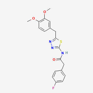 molecular formula C19H18FN3O3S B3448987 N-{5-[(3,4-DIMETHOXYPHENYL)METHYL]-1,3,4-THIADIAZOL-2-YL}-2-(4-FLUOROPHENYL)ACETAMIDE 