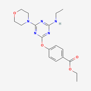 molecular formula C18H23N5O4 B3449029 Ethyl 4-[[4-(ethylamino)-6-morpholin-4-yl-1,3,5-triazin-2-yl]oxy]benzoate 