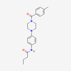molecular formula C22H27N3O2 B3449044 N-{4-[4-(4-methylbenzoyl)-1-piperazinyl]phenyl}butanamide 