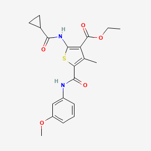molecular formula C20H22N2O5S B3449141 Ethyl 2-cyclopropaneamido-5-[(3-methoxyphenyl)carbamoyl]-4-methylthiophene-3-carboxylate 