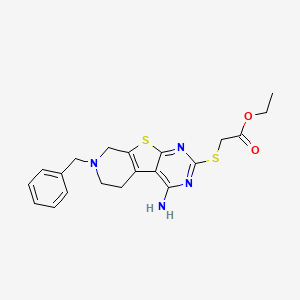 molecular formula C20H22N4O2S2 B3449174 ethyl 2-[(3-amino-11-benzyl-8-thia-4,6,11-triazatricyclo[7.4.0.02,7]trideca-1(9),2,4,6-tetraen-5-yl)sulfanyl]acetate 