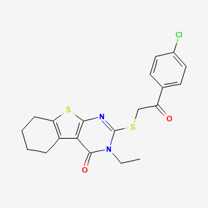 molecular formula C20H19ClN2O2S2 B3449179 2-{[2-(4-chlorophenyl)-2-oxoethyl]sulfanyl}-3-ethyl-5,6,7,8-tetrahydro[1]benzothieno[2,3-d]pyrimidin-4(3H)-one 