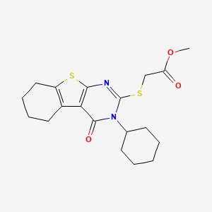 molecular formula C19H24N2O3S2 B3449184 METHYL 2-[(3-CYCLOHEXYL-4-OXO-3,4,5,6,7,8-HEXAHYDRO[1]BENZOTHIENO[2,3-D]PYRIMIDIN-2-YL)SULFANYL]ACETATE 