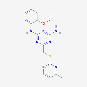 molecular formula C17H19N7OS B3449284 N-(2-ethoxyphenyl)-6-{[(4-methyl-2-pyrimidinyl)thio]methyl}-1,3,5-triazine-2,4-diamine 