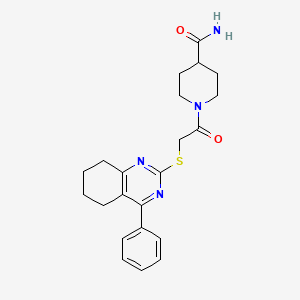 molecular formula C22H26N4O2S B3449293 1-{[(4-phenyl-5,6,7,8-tetrahydro-2-quinazolinyl)thio]acetyl}-4-piperidinecarboxamide 