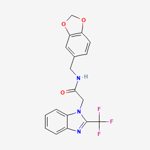 molecular formula C18H14F3N3O3 B3449363 N-(1,3-benzodioxol-5-ylmethyl)-2-[2-(trifluoromethyl)-1H-benzimidazol-1-yl]acetamide 