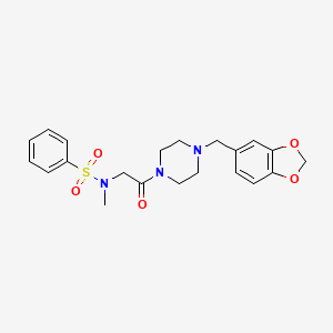 molecular formula C21H25N3O5S B3449410 N-{2-[4-(1,3-benzodioxol-5-ylmethyl)piperazin-1-yl]-2-oxoethyl}-N-methylbenzenesulfonamide 