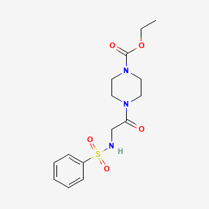 molecular formula C15H21N3O5S B3449421 ethyl 4-[N-(phenylsulfonyl)glycyl]-1-piperazinecarboxylate 