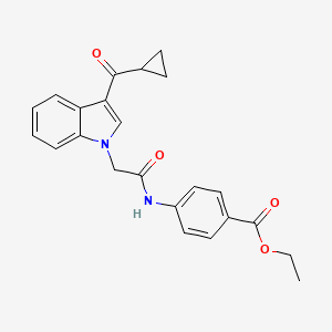 molecular formula C23H22N2O4 B3449468 ETHYL 4-[2-(3-CYCLOPROPANECARBONYL-1H-INDOL-1-YL)ACETAMIDO]BENZOATE 