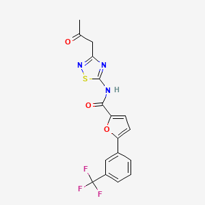molecular formula C17H12F3N3O3S B3449512 N-[3-(2-oxopropyl)-1,2,4-thiadiazol-5-yl]-5-[3-(trifluoromethyl)phenyl]furan-2-carboxamide 