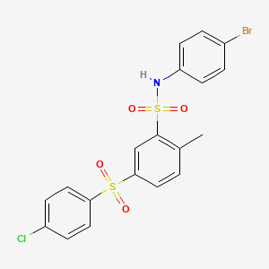 molecular formula C19H15BrClNO4S2 B3449601 N-(4-bromophenyl)-5-[(4-chlorophenyl)sulfonyl]-2-methylbenzenesulfonamide 